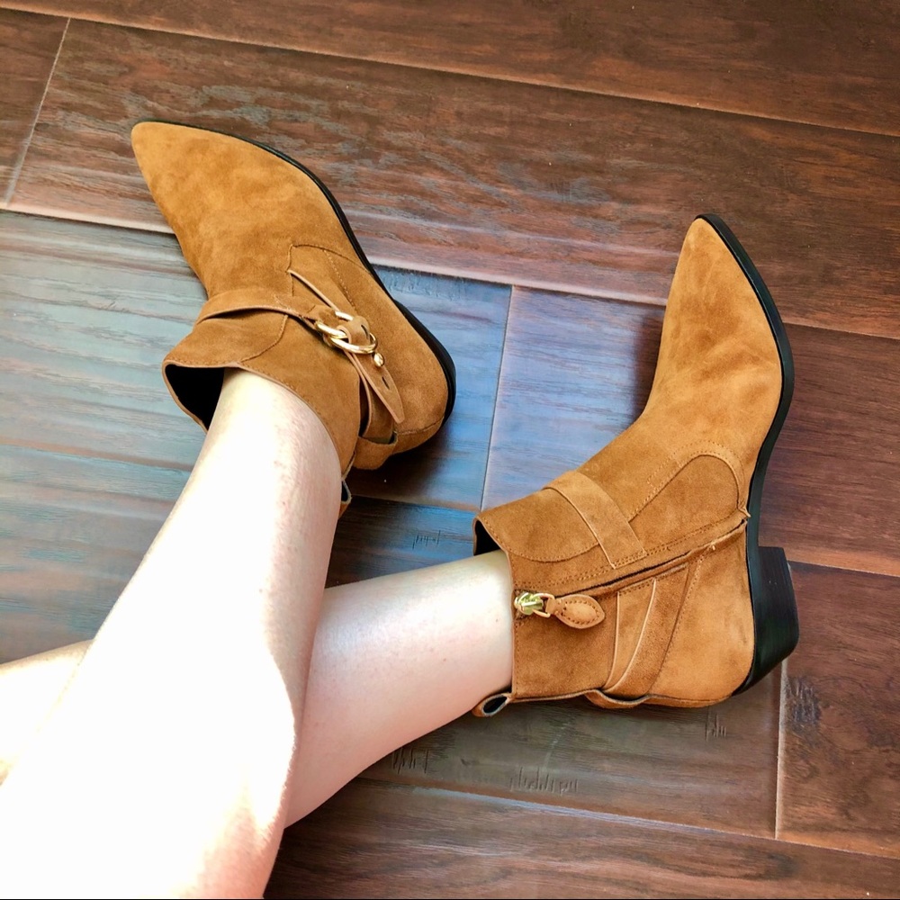REBECCA MINKOFF⚡️Chestnut Suede Pointed Boots_9.5